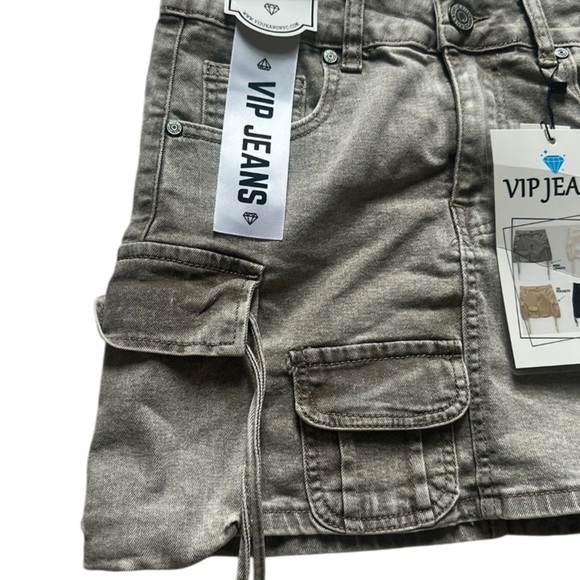 VIP Jeans Cargo Mini Skirt With Front Pockets and Drawstring Size S - Picture 6 of 8